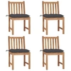 Image de Chaises de jardin lot de 4 avec coussins Bois de teck massif