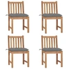Image de Chaises de jardin lot de 4 avec coussins Bois de teck massif