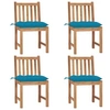 Image de Chaises de jardin lot de 4 avec coussins Bois de teck massif