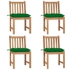Image de Chaises de jardin lot de 4 avec coussins Bois de teck massif