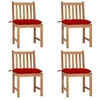Image de Lot de 4 chaise en bois massif 90 cm rouge exterieur