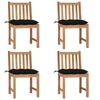 Image de Chaises de jardin lot de 4 avec coussins Bois de teck massif