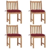 Image de Chaises de jardin lot de 4 avec coussins Bois de teck massif