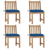 Image de Chaises de jardin lot de 4 avec coussins Bois de teck massif