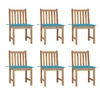Image de Chaises de jardin lot de 6 avec coussins Bois de teck massif
