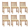Image de Chaises de jardin lot de 6 avec coussins Bois de teck massif