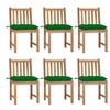 Image de Chaises de jardin lot de 6 avec coussins Bois de teck massif