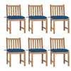 Image de Chaises de jardin lot de 6 avec coussins Bois de teck massif