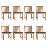 Image de Chaises de jardin lot de 8 avec coussins Bois de teck massif
