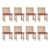 Image de Chaises de jardin lot de 8 avec coussins Bois de teck massif