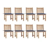 Image de Chaises de jardin lot de 8 avec coussins Bois de teck massif