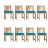Image de Chaises de jardin lot de 8 avec coussins Bois de teck massif