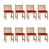 Image de Chaises de jardin lot de 8 avec coussins Bois de teck massif