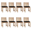 Image de Chaises de jardin lot de 8 avec coussins Bois de teck massif