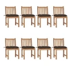 Image de Chaises de jardin lot de 8 avec coussins Bois de teck massif