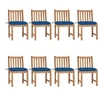 Image de Lot de 8 chaise H. 90 cm non pliable en bois massif exterieur bleu