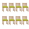Image de Chaises de jardin lot de 8 avec coussins Bois de teck massif
