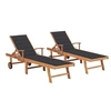 Image de Chaises longues lot de 2 avec coussin anthracite Teck solide