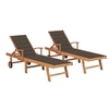 Image de Chaises longues lot de 2 avec coussin taupe Bois de teck solide