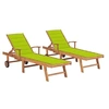 Image de Lot de 2 chaise longue vert en teck H. 82.5 cm L. 59 cm non empilable non pliable