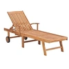 Image de Lot de lot de 2 chaise longue en teck H. 52.5 cm L. 59 cm rouge non pliable