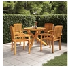 Image de Ensemble de Salle à Manger de Jardin 5 pcs Mobilier à Dîner d'Extérieur Table et Chaises de Repas de Terrasse Patio Bois de Teck Massif