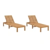 Image de Chaises longues 2 pcs Bois de teck solide, chaise longue en bois, transat, lit de repos, chaise longue en bois massif, lit de bronzage
