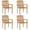 Image de Lot de 4 chaise exterieur empilable non pliable en teck H. 90 cm naturel