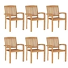 Image de Chaises de jardin empilables 6 pcs Bois de teck solide