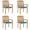 Image de Lot de 4 chaise exterieur en teck bleu H. 90 cm