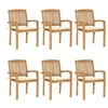 Image de Lot de 6 chaise H. 93 cm empilable non pliable en teck exterieur bois
