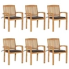Image de Lot de 6 chaise en teck empilable non pliable exterieur H. 90 cm marron
