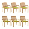 Image de Lot de 6 chaise exterieur empilable non pliable H. 90 cm en teck vert