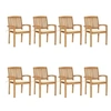 Image de Chaises de jardin empilables avec coussins 8 pcs Teck solide