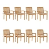 Image de Lot de 8 chaise exterieur empilable non pliable H. 90 cm en teck beige
