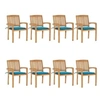 Image de Lot de 8 chaise H. 90 cm empilable non pliable en teck exterieur bleu