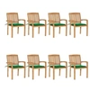 Image de Lot de 8 chaise exterieur empilable non pliable en teck H. 90 cm vert