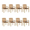 Image de Lot de 8 chaise exterieur empilable non pliable H. 90 cm en teck marron