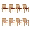 Image de Lot de 8 chaise H. 90 cm empilable non pliable exterieur en teck rouge