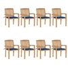 Image de Lot de 8 chaise H. 90 cm exterieur bleu en teck