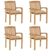 Image de Lot de 4 chaise exterieur empilable non pliable H. 90 cm en teck beige