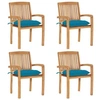 Image de Lot de 4 chaise exterieur en teck bleu H. 90 cm