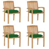 Image de Lot de 4 Chaises de Jardin Empilables avec Coussins, Sièges de Terrasse, Chaises de Salle à Manger, Meubles de Patio Extérieur, Teck Solide