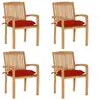 Image de Lot de 4 chaise exterieur empilable non pliable H. 90 cm en teck rouge