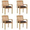 Image de Chaises de jardin empilables avec coussins lot de 4 Teck solide