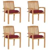 Image de Chaises de jardin empilables avec coussins lot de 4 Teck solide