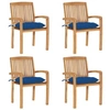 Image de Lot de 4 chaise en teck empilable non pliable exterieur H. 90 cm bleu