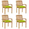 Image de Lot de 4 chaise exterieur empilable non pliable en teck H. 90 cm vert