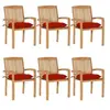 Image de Lot de 6 chaise exterieur empilable non pliable en teck H. 90 cm rouge