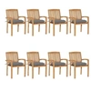 Image de Lot de 8 chaise exterieur empilable non pliable H. 90 cm en teck gris